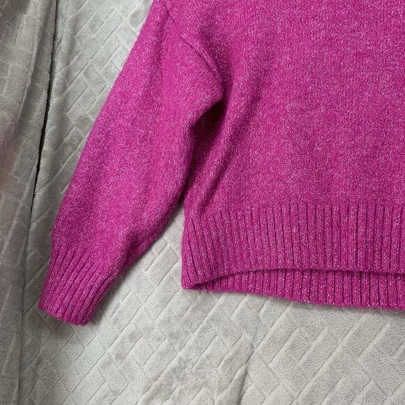Old Navy Girls 6 Sweater Pink Glitter Sparkle Crew Neck Polyester Blend - Picture 3 of 13